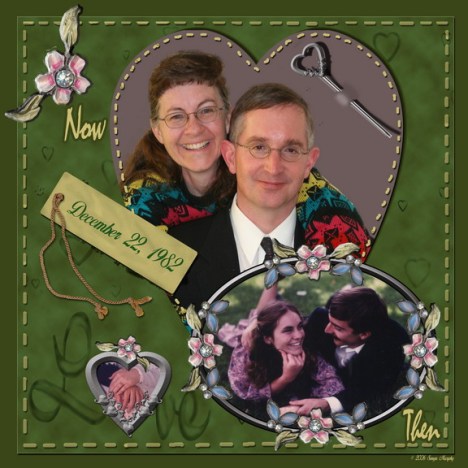 Here is a scrapbook page I created for our 25th wedding anniversary